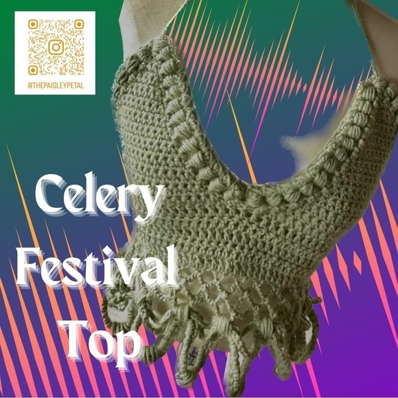 The Paisley Petal Tops - CROCHETED LIGHT GREEN FESTIVAL OR SWIM TOP